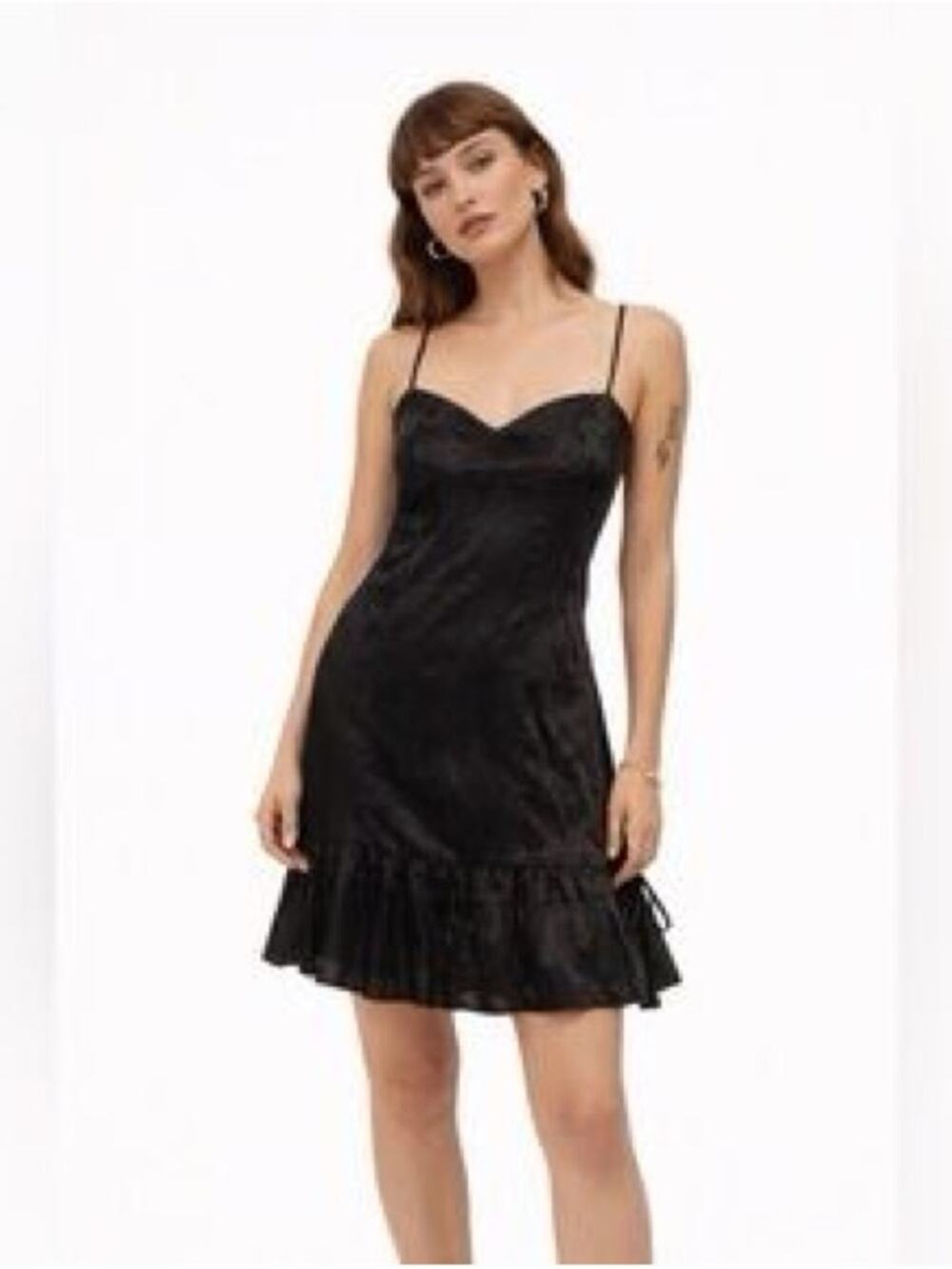 NWT $349 Richard Chai Love 4/XS Dress Black Slip Dress with Ruffle Hem